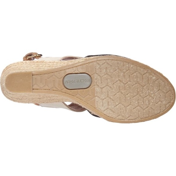 Adam Tucker Black and Tan Espadrille Wedge Heels - Picture 3 of 10